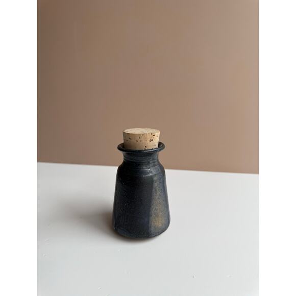 Studio Pottery Handmade Small Stash Jar | Small Cork Lidded Jar | 4.5" Tall - Picture 1 of 10
